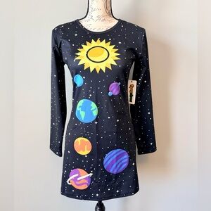Tipsy Elves Space Dress Solar System Planet, Miss Universe Costume XS NWT